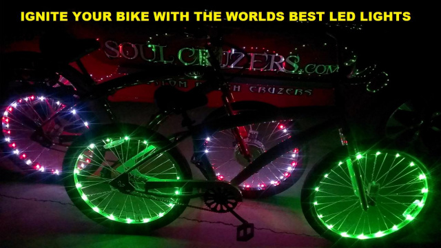 LED Bicycle Rim Lights Red Blue Green Purple White Yellow Disco Soul